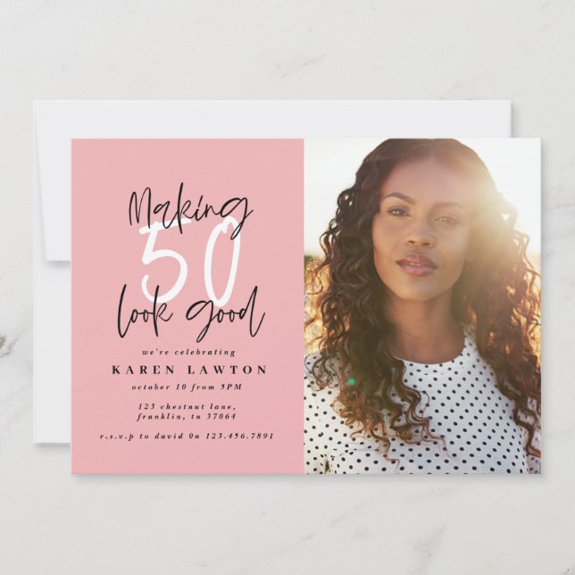 Fazer 50 - convite para o aniversário de fotos (Frente)