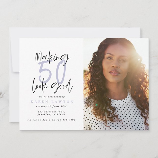 Fazer 50 - convite para o aniversário de fotos (Frente)