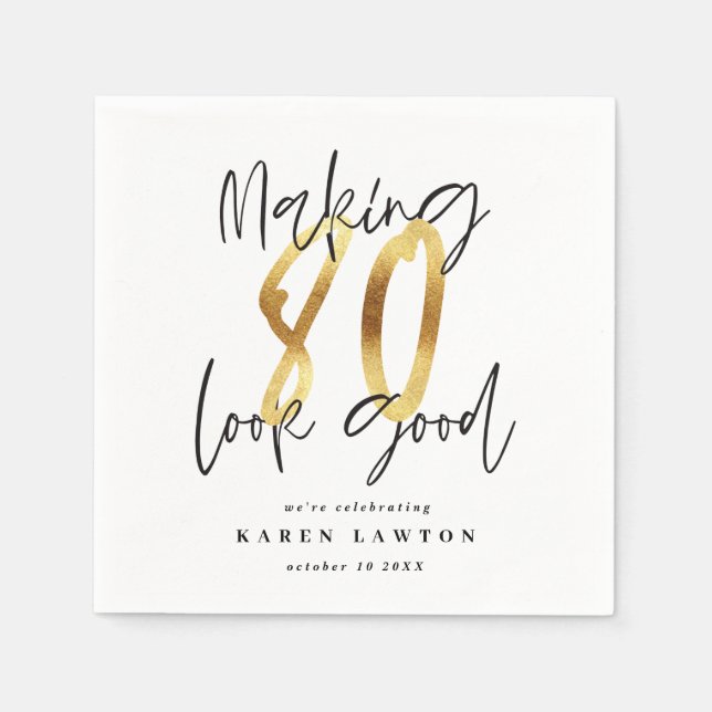 Fazer 80 parece bom guardanapo de festa de anivers (Frente)