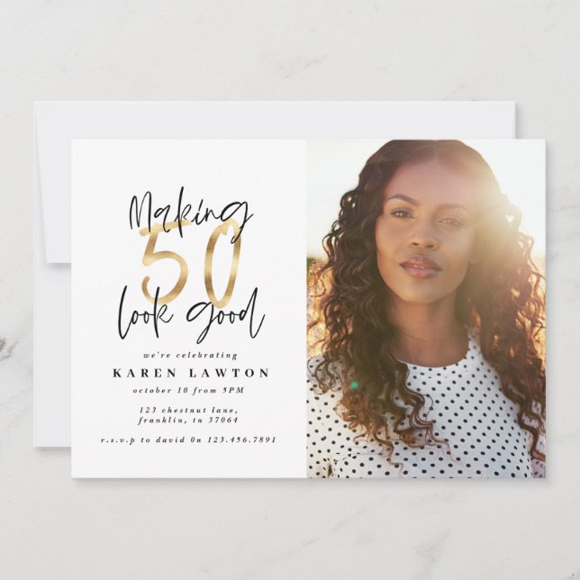 fazer Dourado 50 parece um bom convite de aniversá (Frente)