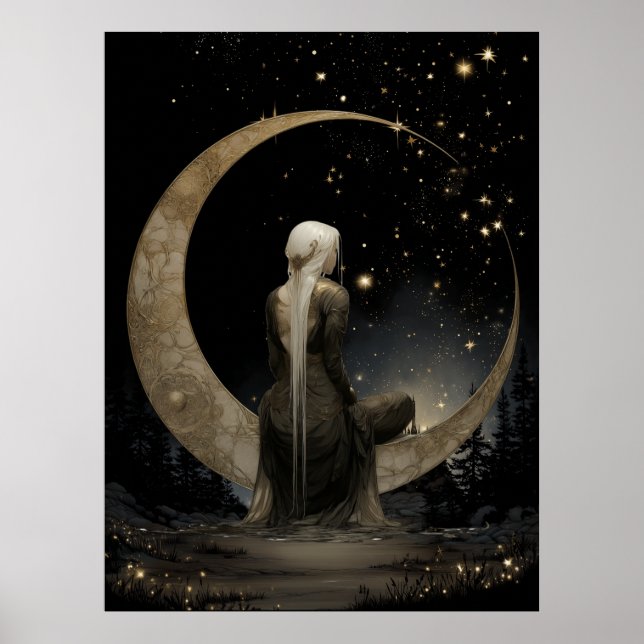 FD2 Enchanted 1 Crescent Moon Goddess Poster (Frente)
