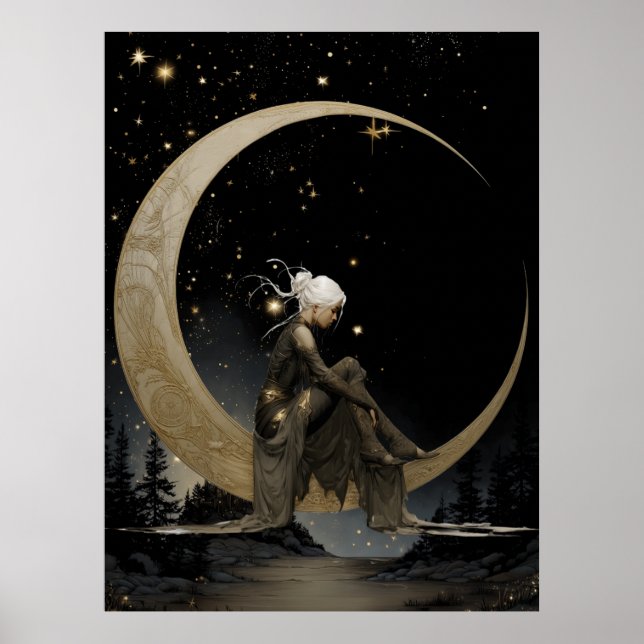 FD2 Enchanted 4 Crescent Moon Goddess Poster (Frente)