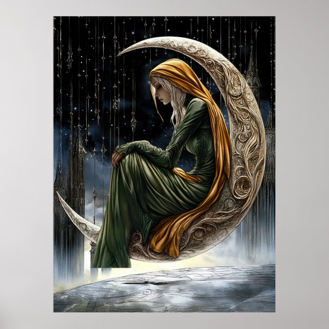 FD2 Enchanted Crescent Moon Goddess  18  Poster (Frente)