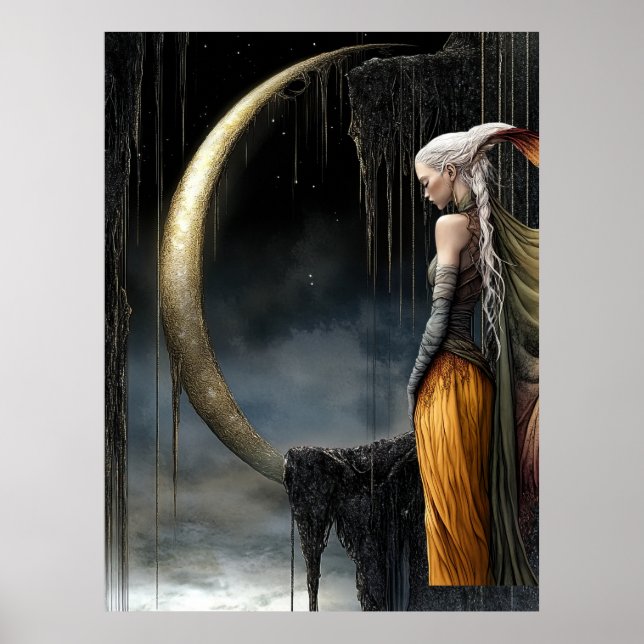 FD2 Enchanted Crescent Moon Goddess  30  Poster (Frente)