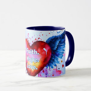 Fé. Esperança. Amor, caneca de café