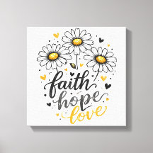 Fé, Esperança, Amor e Margaridas Canvas