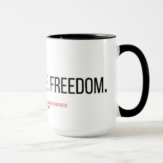 Fé. Justiça. Liberdade. 15 onças. Caneca