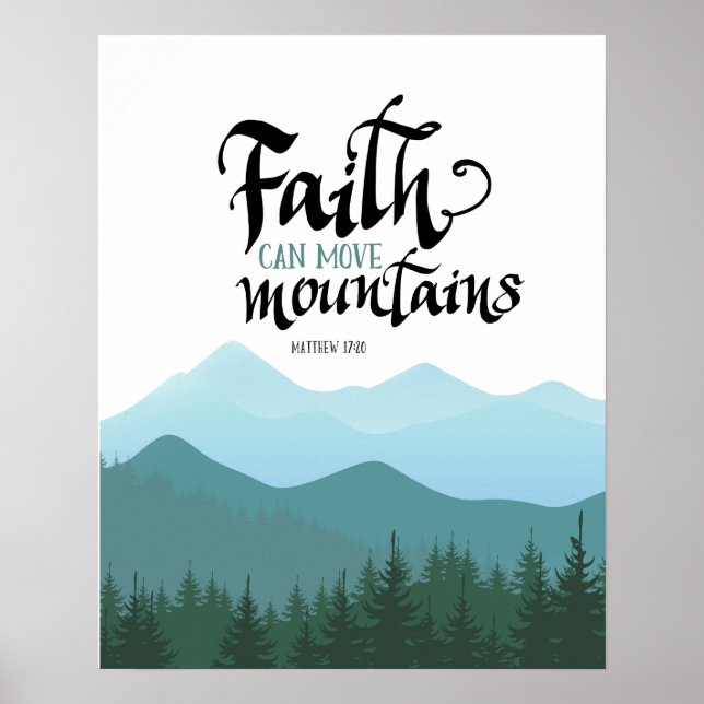 Fé pode mover montanhas murais Poster de arte (Frente)