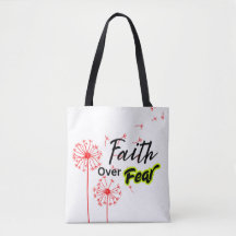 Fé Sobre o Medo Bíblia Verse Tote Bag - Christian 