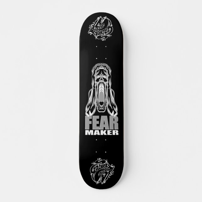 "FEAR MAKER – Horror Scream Skull Skateboard Deck" (Frente)