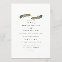 Feather Duo | Convite de casamento de aquarelas
