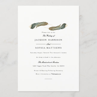Feather Duo | Convite de casamento de aquarelas