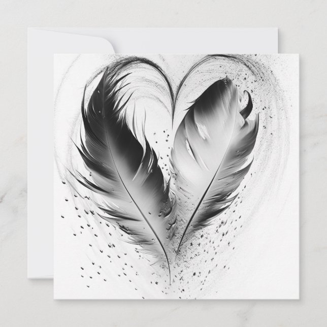 Feather Heart - Preto e Branco (Frente)