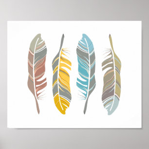Feather Quartet Art Impressão Wall Decor