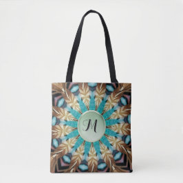Feather Teal, Brown, Blue e Green Mandala Bolsa