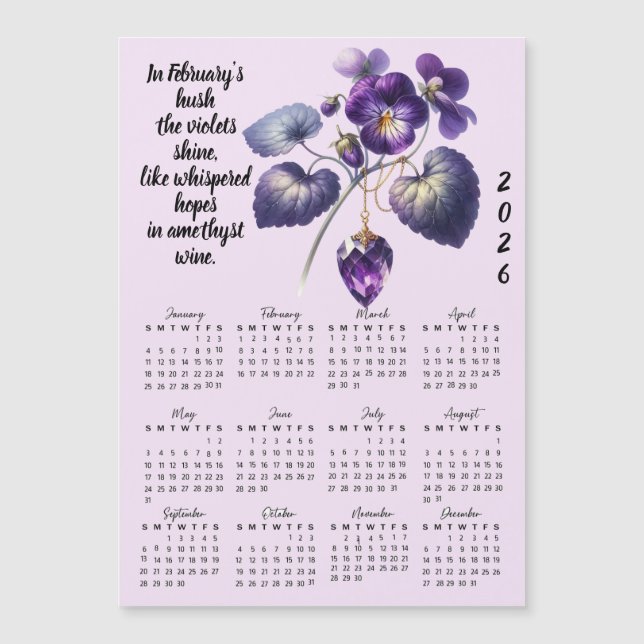 February Violet & Amethyst Calendar  (Frente)