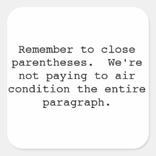 Fechar adesivo de parênteses