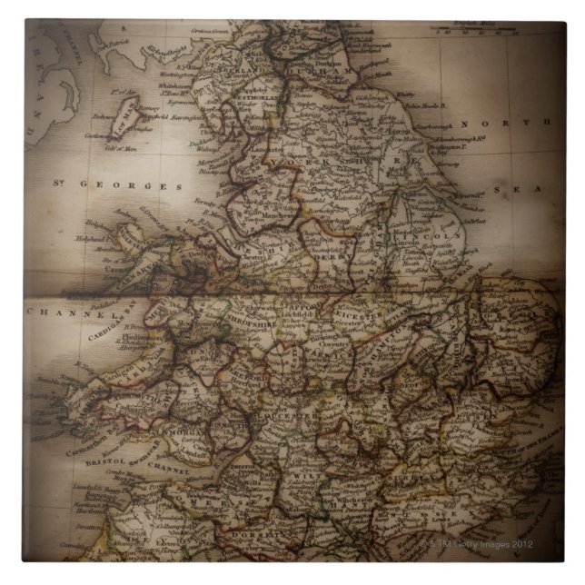 Feche acima do mapa antigo de Inglaterra (Frente)