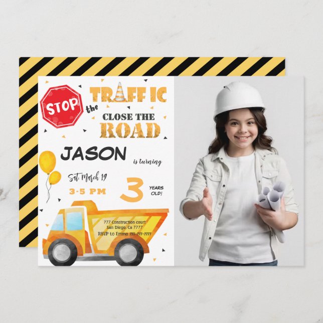 Feche o Convite de Fotografia de Construção de Est (Frente/Verso)