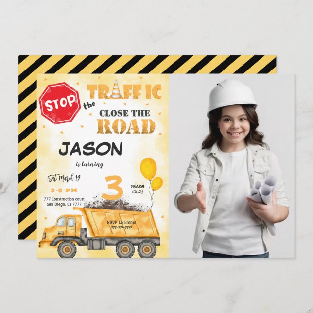 Feche o Convite de Fotografia de Construção de Est (Frente/Verso)