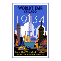 Feira Mundial da Poster de viagens vintage de Chic