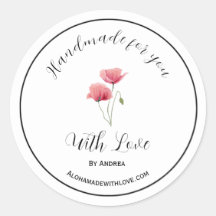Feita à mão com adesivo de amor para produtos pers