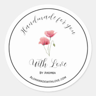 Feita à mão com adesivo de amor para produtos pers