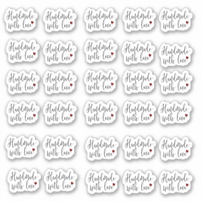 Feita à mão com adesivos de amor (Frente)