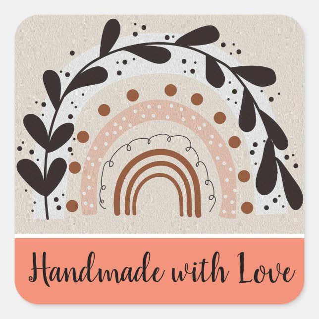 Feita à mão com adesivos de amor (Frente)