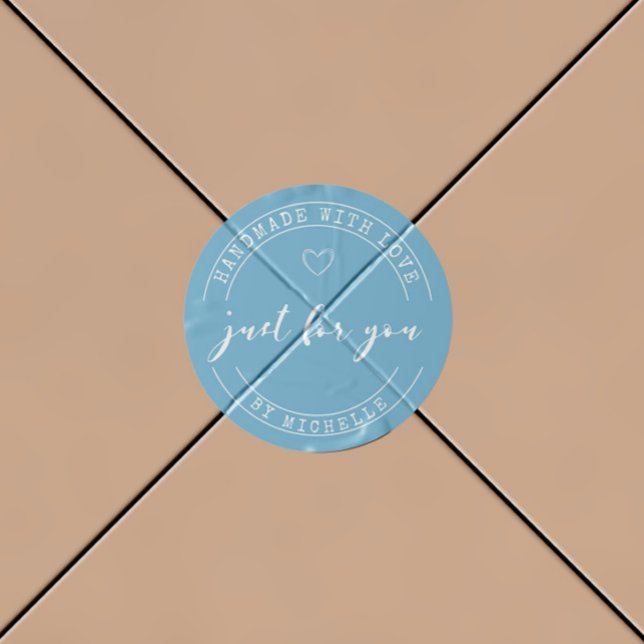 Feita À Mão Com Ama, Adesivo Personalizado Azul Cl (Criador carregado)