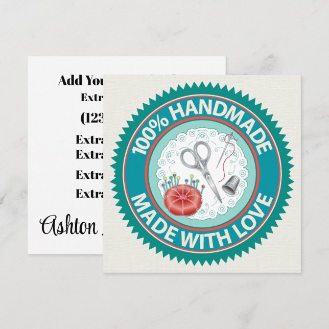 Feita À Mão Com Cartão Simples Com Amor (Frente/Verso)