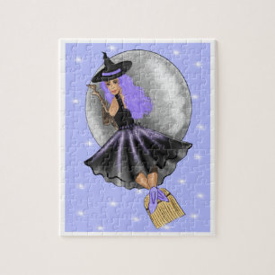 Feiticeira Roxa Voando Em Uma Quebra-cabeça