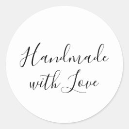 Feito à Mão com Amor | Etiqueta Adesiva Branca