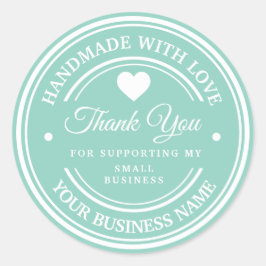 Feito à mão com amor | obrigado  adesivo redondo c