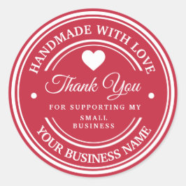 Feito à mão com amor | obrigado  adesivo redondo c