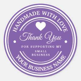 Feito à mão com amor | obrigado adesivo redondo c