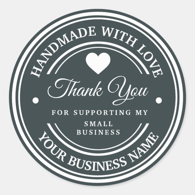 Feito à mão com amor | obrigado  adesivo redondo c (Frente)