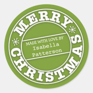 Feito com amor da etiqueta do Feliz Natal