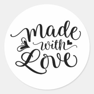 Feito com etiqueta redonda do amor  