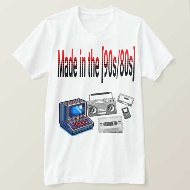 Feito na década de 90 - 80 - Camisa retrô-vítrea (Frente do Design)