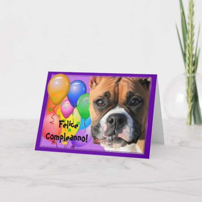 Felice Compleanno Birthday Boxer cartão de saudaçã (Frente)