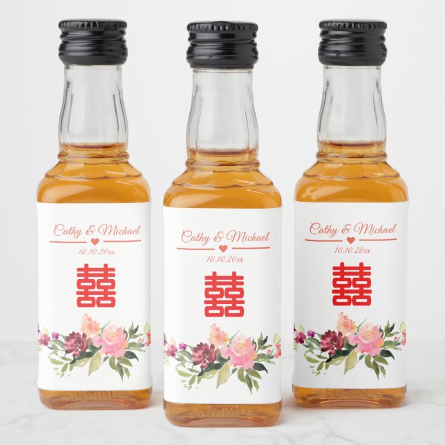 Felicidade dupla da flor da água do casamento chin (Garrafas)