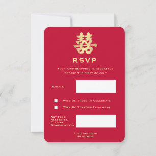 Felicidade dupla para uma placa RSVP de Casamento 