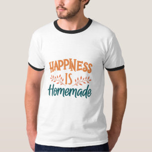 Felicidade é Caseira - Camiseta Básica com Gola