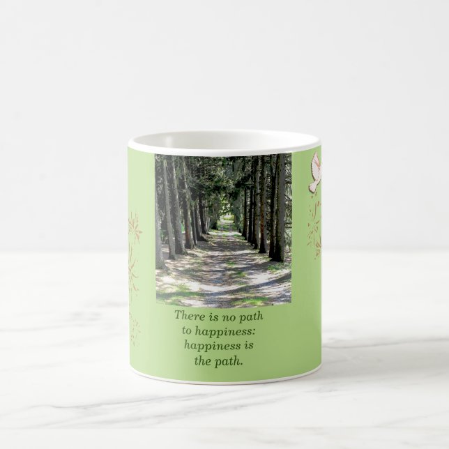 Felicidade é o caminho. Cota Buda - caneca de café (Centro)