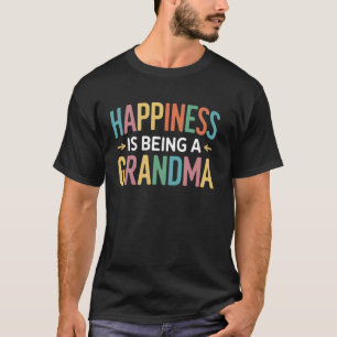 Felicidade é ser uma Camiseta Gráfica Floral Vovó