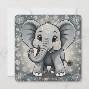 Felicidade Elefante-Bebê IA Fantasy Arte Digital