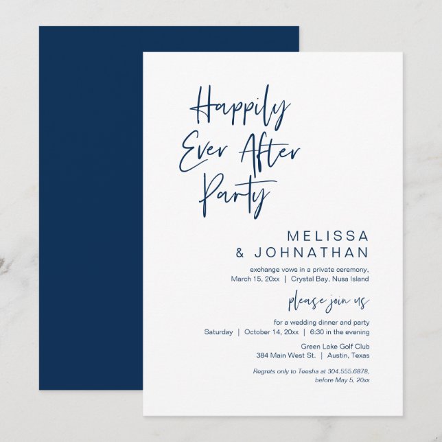 Felicidade Eterna, Convite de Festa de Casamento F (Frente/Verso)