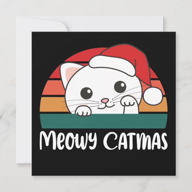 Felicidade Felina Natalícia Convite de Natal com P (Frente)