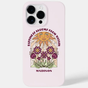 Felicidade Floresce de Dentro Personalizado Retro
